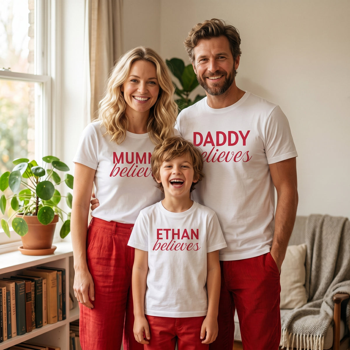 PERSONALISED We Believe - Family Matching Christmas Tops - (Sold Separately)
