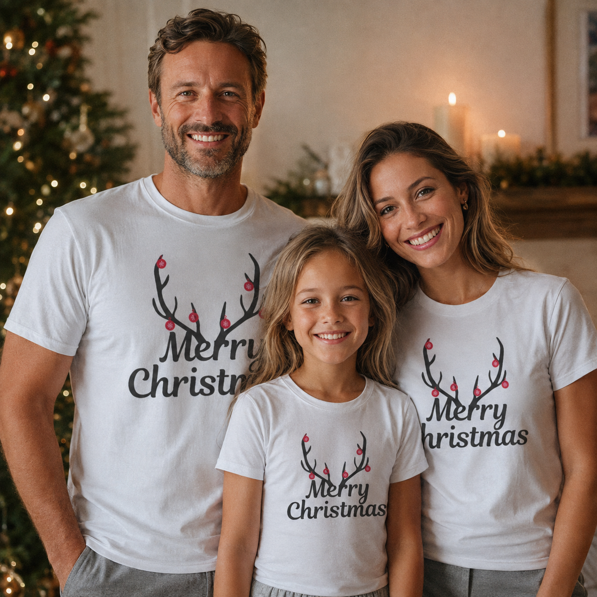 Frohe Weihnachten, Geweih – Passende Weihnachtsoberteile für die ganze Familie – (Separat erhältlich)