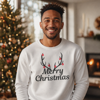 Merry Christmas Antlers Christmas Sweater - Christmas Jumper Sweatshirt - All Sizes