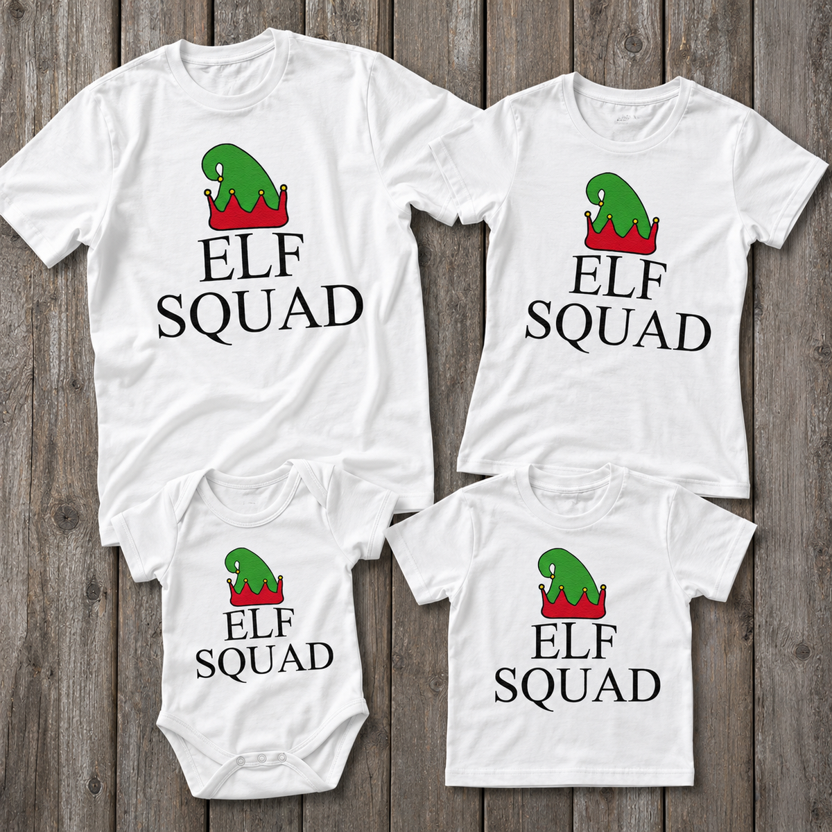 Elf Squad – Passende Weihnachtsoberteile für die ganze Familie – Weiße T-Shirts – (Separat erhältlich)