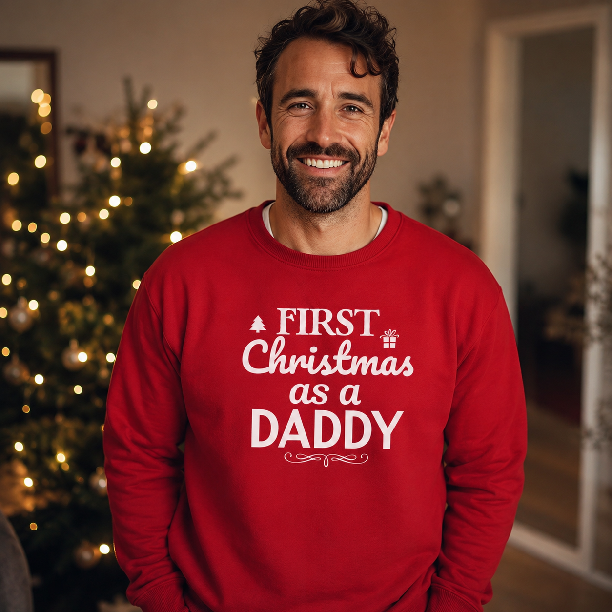 First Christmas As Daddy Christmas Sweater - Christmas Jumper Sweatshirt - All Sizes