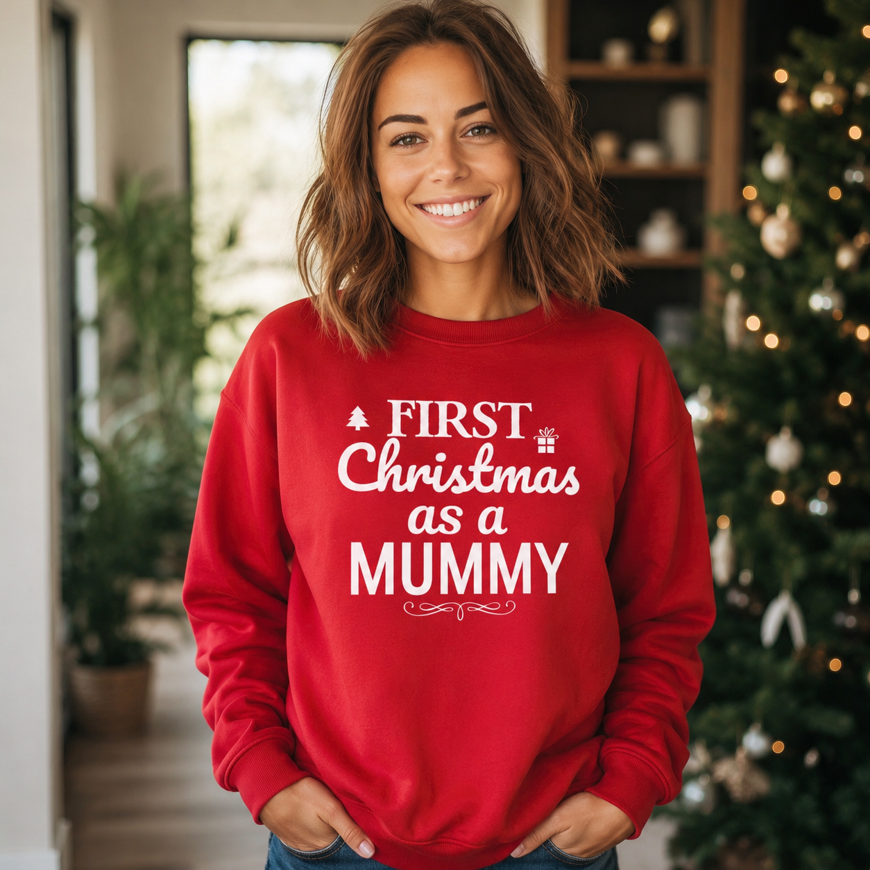 First Christmas As A Mummy Christmas Sweater - Christmas Jumper Sweatshirt - All Sizes