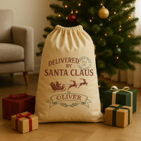 PERSONALISED Delivered By Santa Claus - Christmas Santa Sack