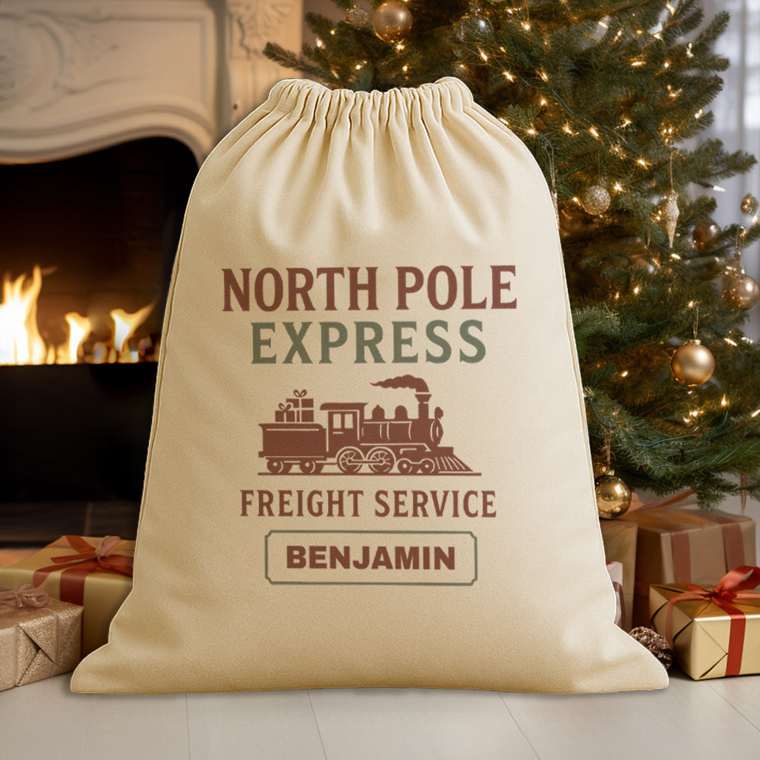 PERSONALISED North Pole Express - Christmas Santa Sack