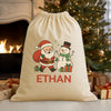 PERSONALISED Name Santa & Snowman - Christmas Santa Sack