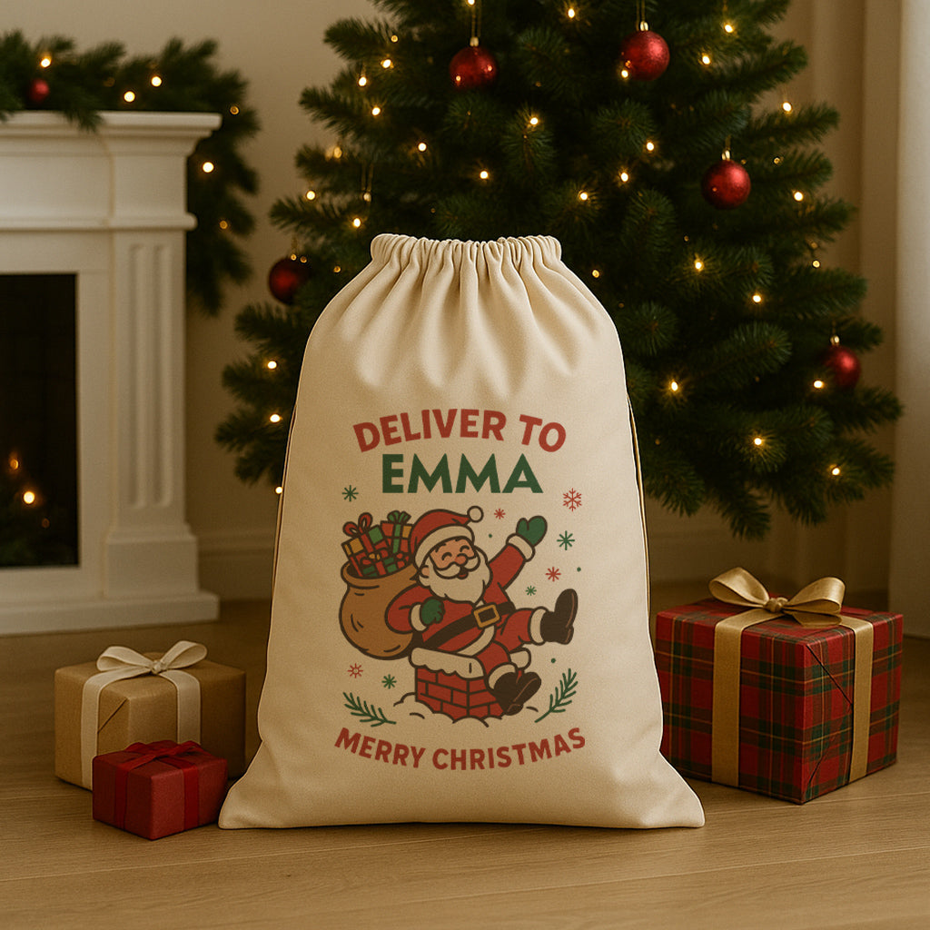 PERSONALISED Deliver To Merry Christmas - Christmas Santa Sack
