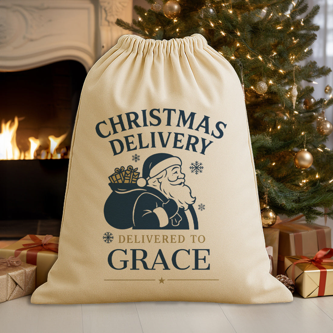 PERSONALISED Christmas Delivery Delivered To - Christmas Santa Sack