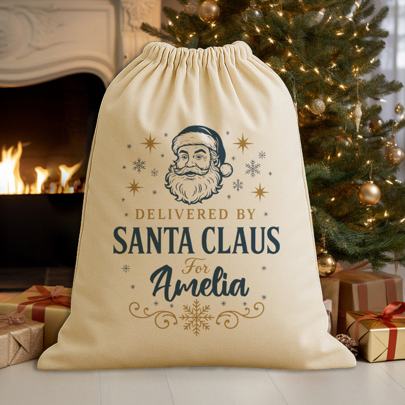 PERSONALISED Delivered By Santa Claus For - Christmas Santa Sack