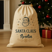 PERSONALISED Delivered By Santa Claus For - Christmas Santa Sack