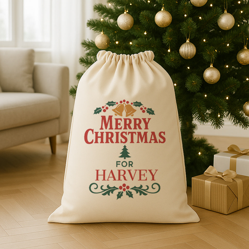 PERSONALISED Merry Christmas For - Christmas Santa Sack