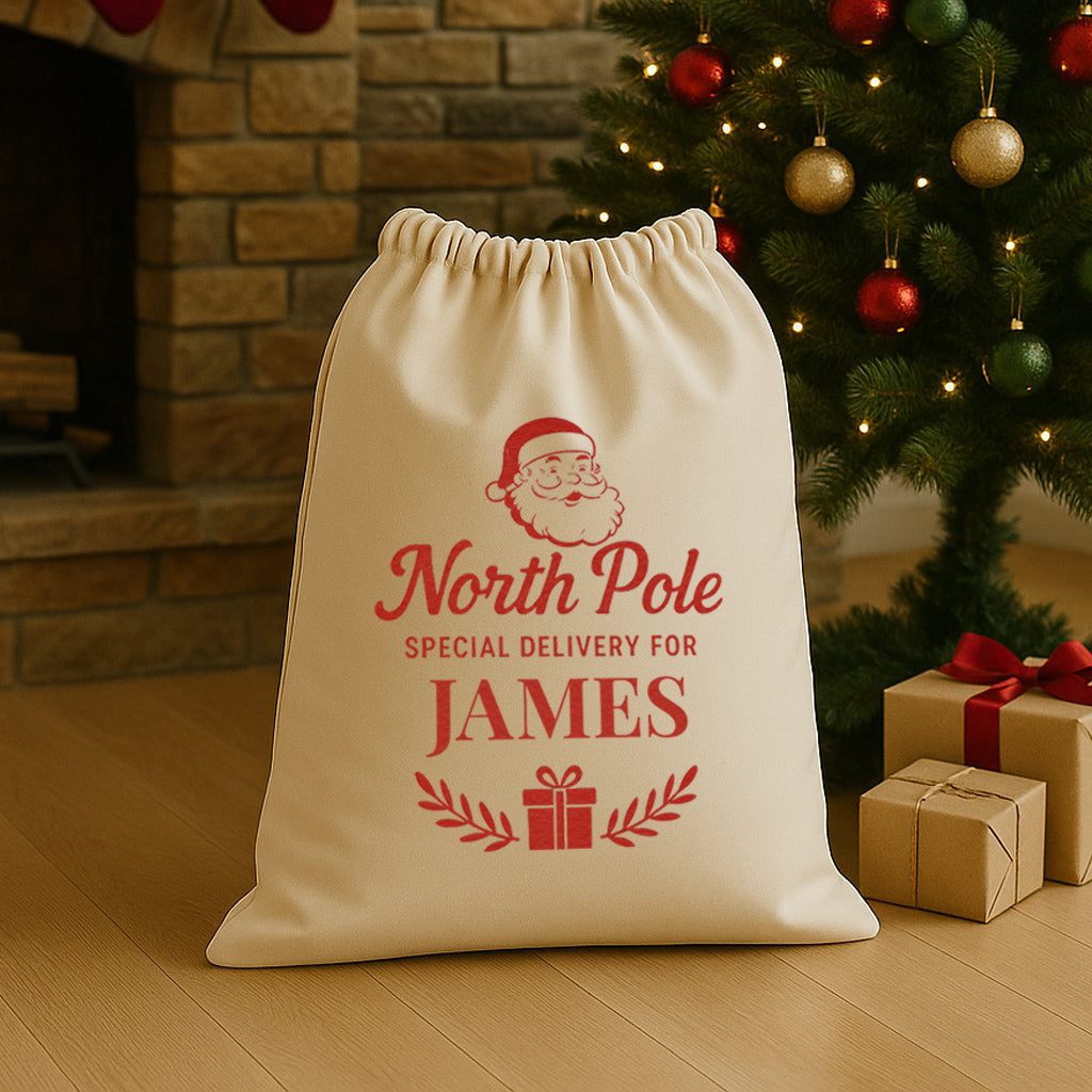 PERSONALISED North Pole Special Delivery For - Christmas Santa Sack