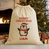 PERSONALISED Penguin Merry Christmas - Christmas Santa Sack