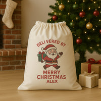 PERSONALISED Delivered By Santa Merry Christmas - Christmas Santa Sack