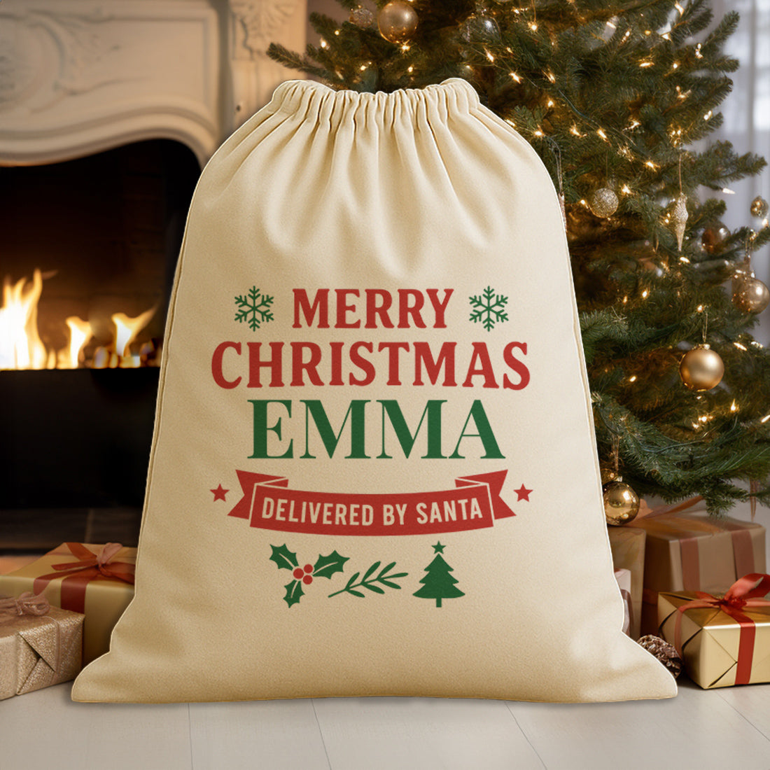 PERSONALISED Merry Christmas Name - Christmas Santa Sack