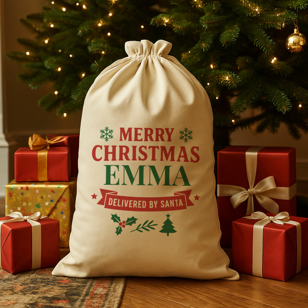 PERSONALISED Merry Christmas Name - Christmas Santa Sack