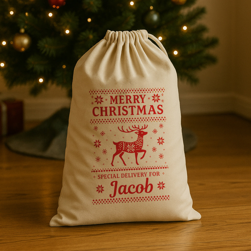 PERSONALISED Merry Christmas Special Delivery - Christmas Santa Sack