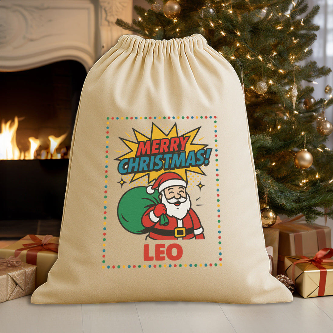 PERSONALISED Merry Christmas Boom - Christmas Santa Sack