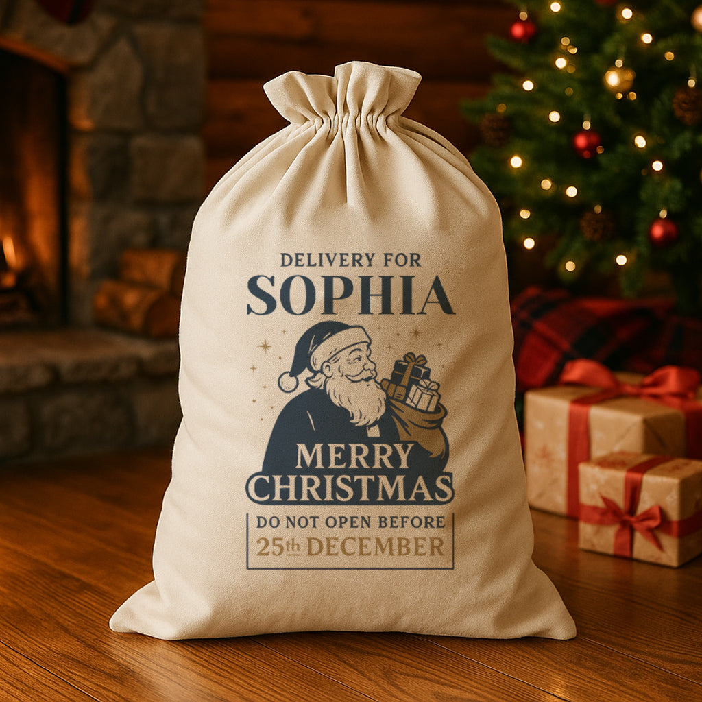 PERSONALISED Delivery For Name Merry Christmas - Christmas Santa Sack