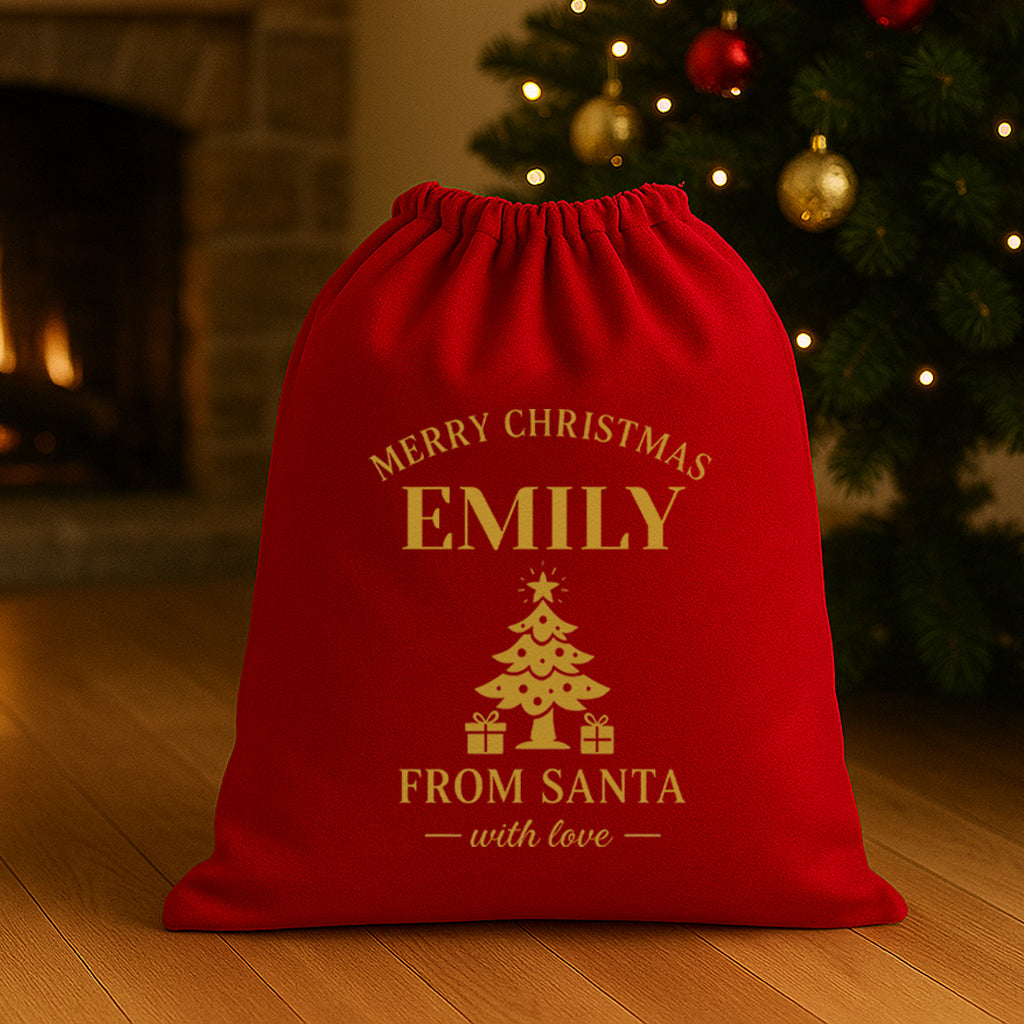 PERSONALISED Merry Christmas From Santa with Love - Christmas Santa Sack