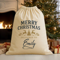PERSONALISED Merry Christmas Delivered To - Christmas Santa Sack