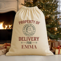 PERSONALISED Property Of Santa Claus North Pole - Christmas Santa Sack