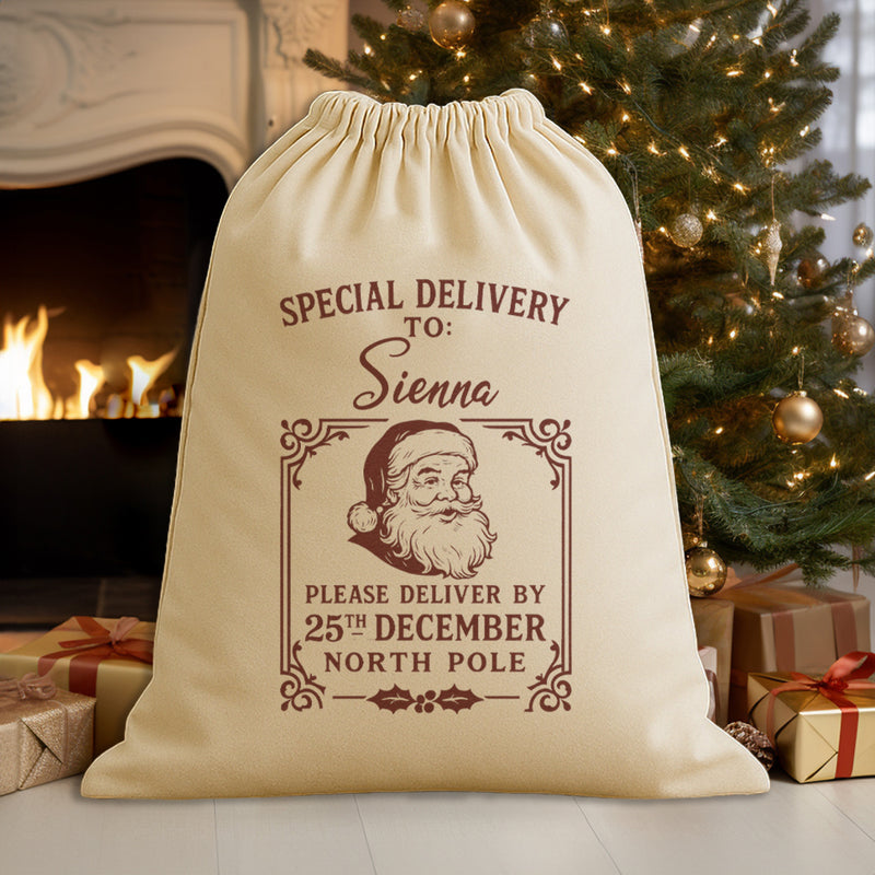 PERSONALISED Please Deliver By - Christmas Santa Sack