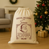 PERSONALISED Please Deliver By - Christmas Santa Sack