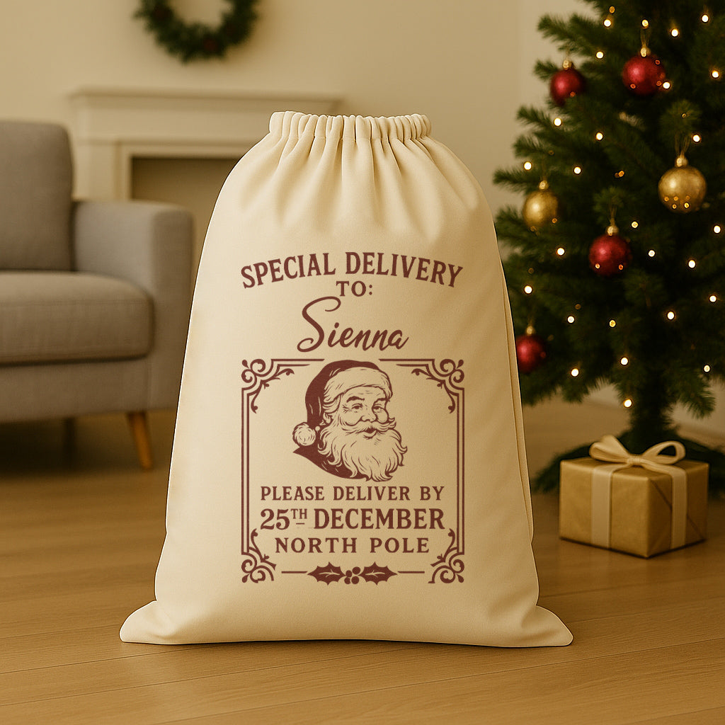 PERSONALISED Please Deliver By - Christmas Santa Sack