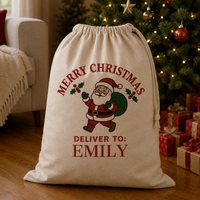 PERSONALISED Merry Christmas Deliver To - Christmas Santa Sack