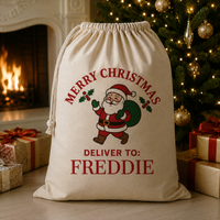 PERSONALISED Merry Christmas Deliver To - Christmas Santa Sack