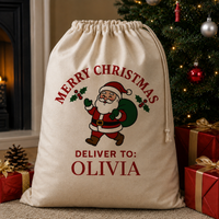 PERSONALISED Merry Christmas Deliver To - Christmas Santa Sack
