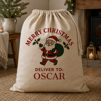 PERSONALISED Merry Christmas Deliver To - Christmas Santa Sack