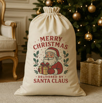 PERSONALISED Merry Christmas Delivered By Santa Claus - Christmas Santa Sack