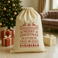 PERSONALISED Merry Christmas Name - Christmas Santa Sack