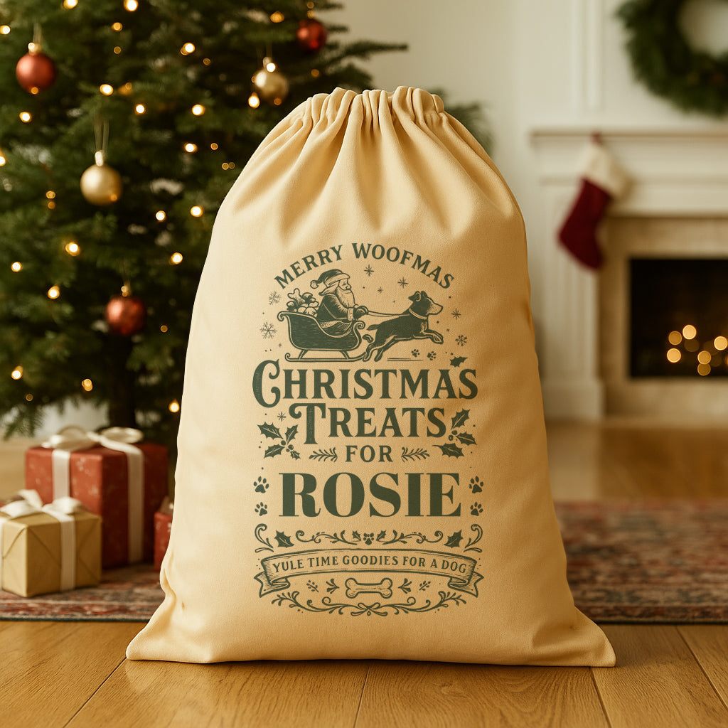 PERSONALISED Christmas Treats For - Christmas Dog Santa Sack