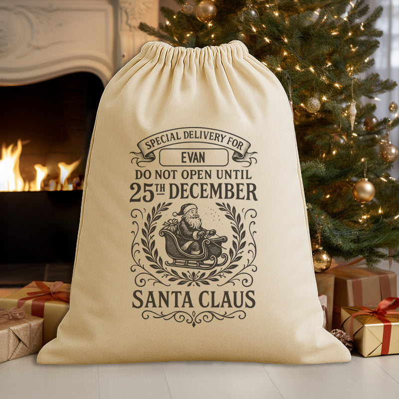 PERSONALISED Do Not Open Until 25th December - Christmas Santa Sack
