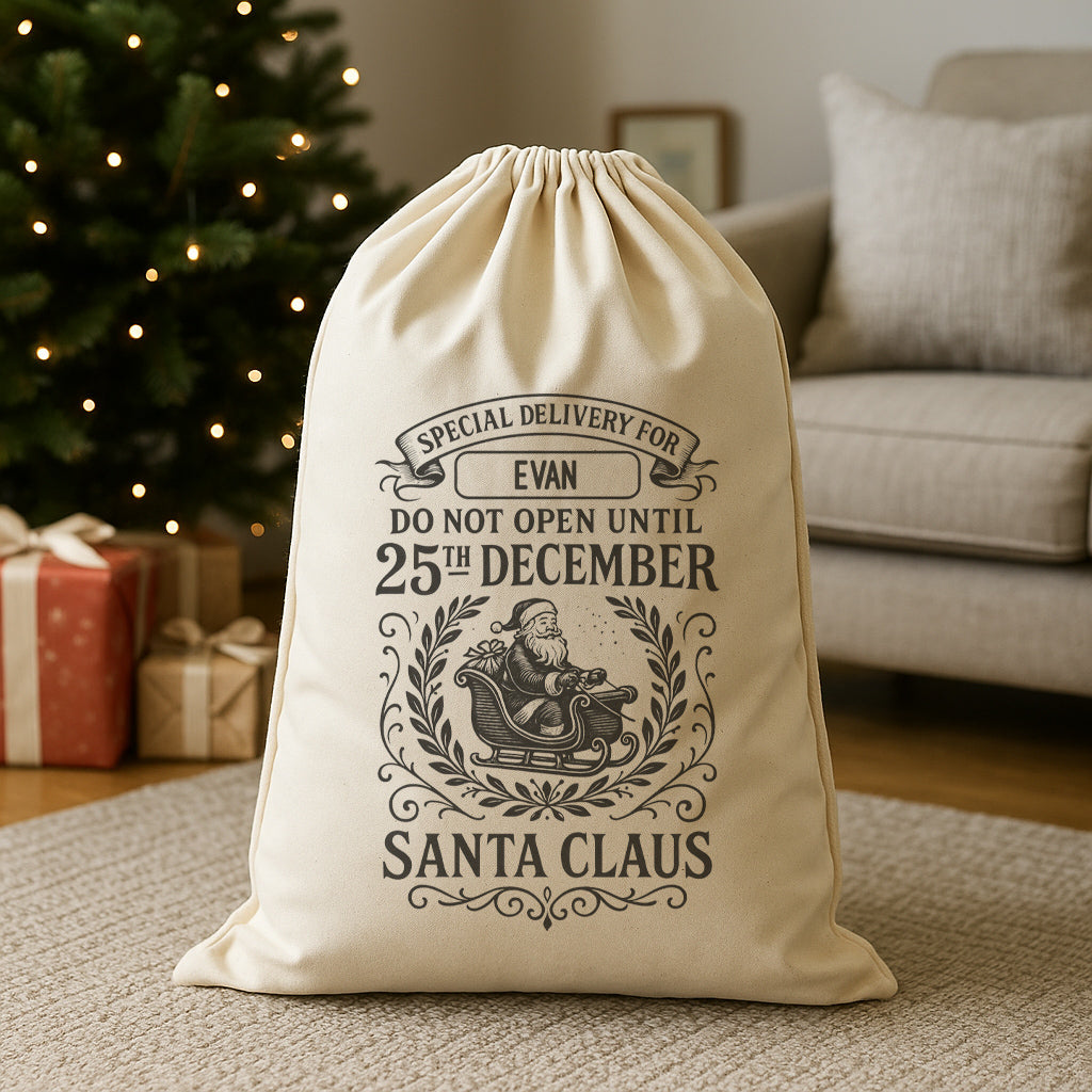 PERSONALISED Do Not Open Until 25th December - Christmas Santa Sack