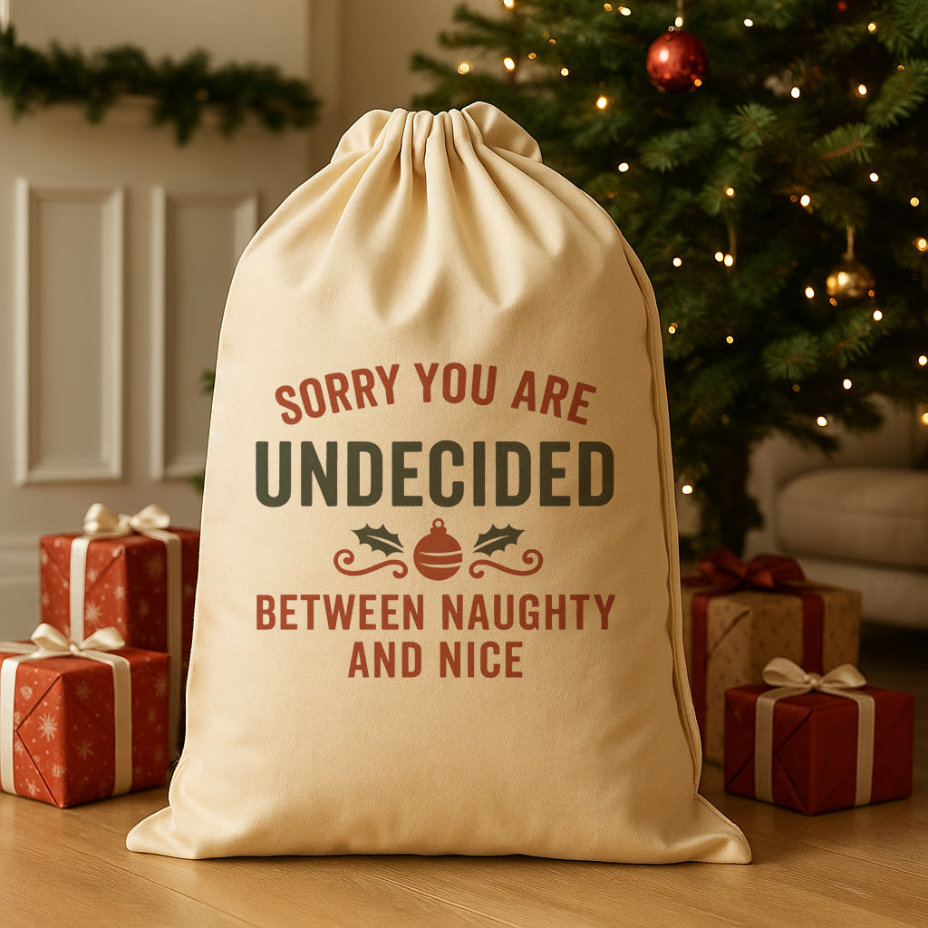 Sorry You Are Undecided Between Naughty and Nice - Christmas Santa Sack