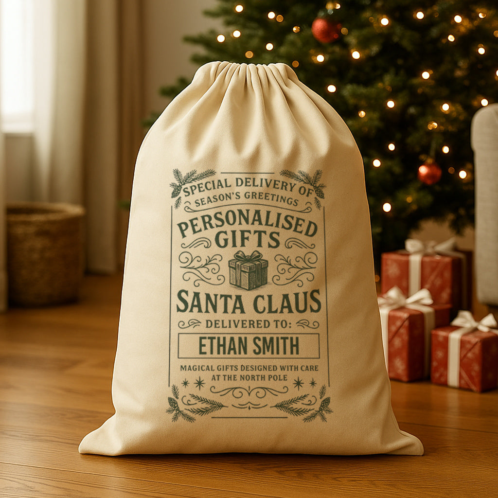 PERSONALISED Delivered To Name Personalised Gifts - Christmas Santa Sack
