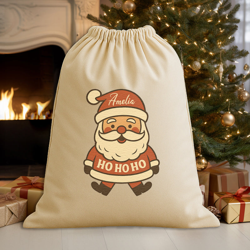 PERSONALISED Name HO HO HO - Christmas Santa Sack