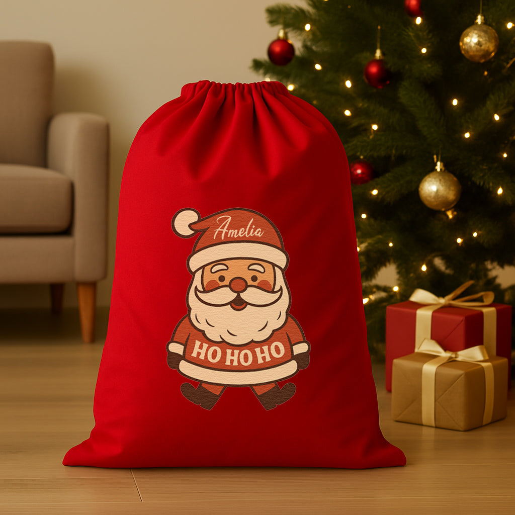 PERSONALISED Name HO HO HO - Christmas Santa Sack