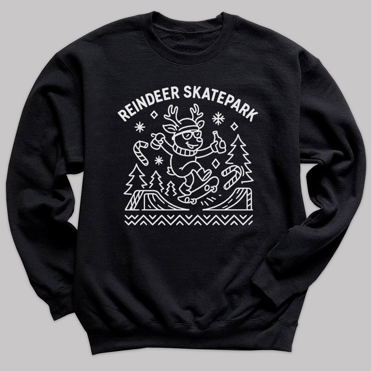 Reindeer Skatepark - Christmas Jumper Sweatshirt - Adult & Kids - All Sizes