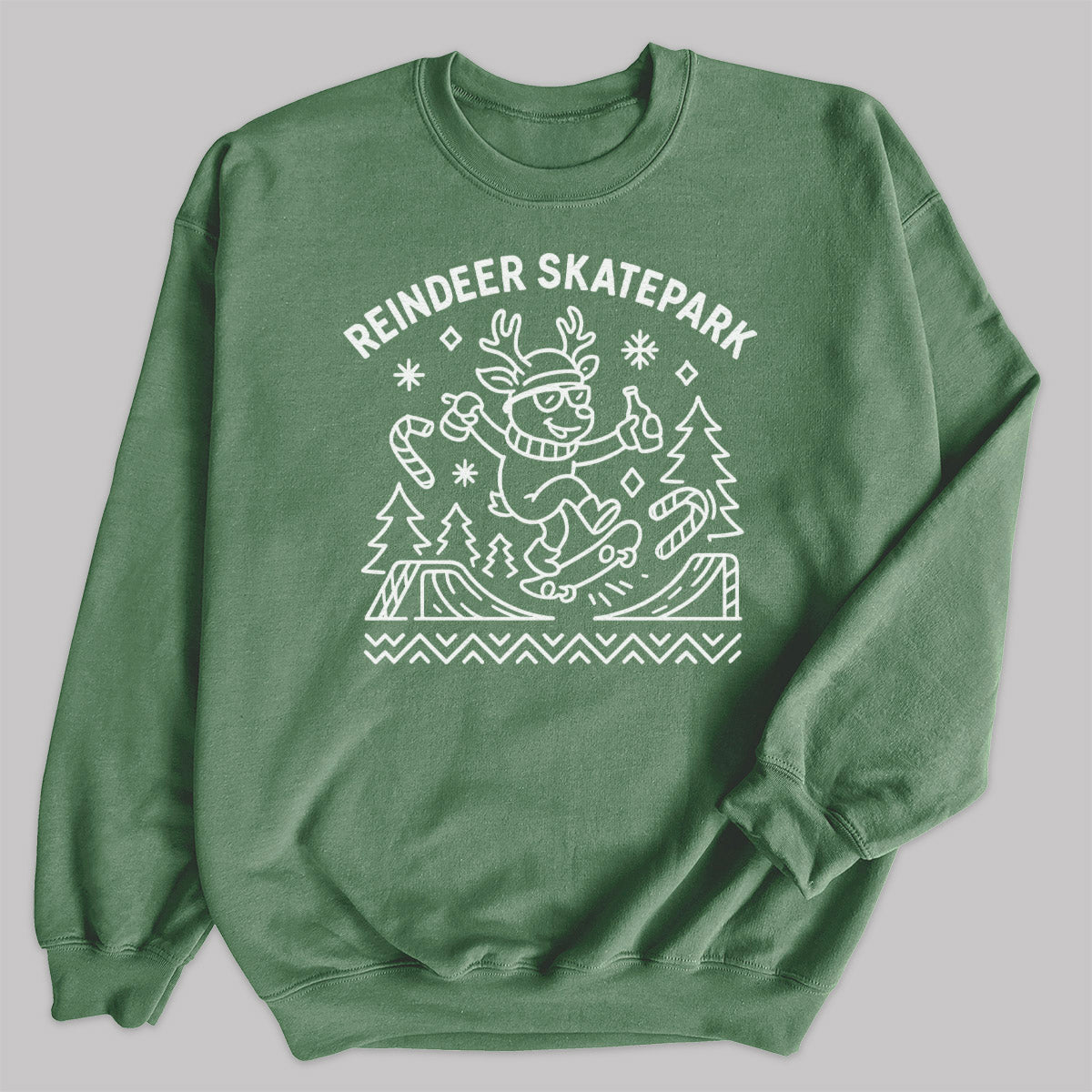 Reindeer Skatepark - Christmas Jumper Sweatshirt - Adult & Kids - All Sizes