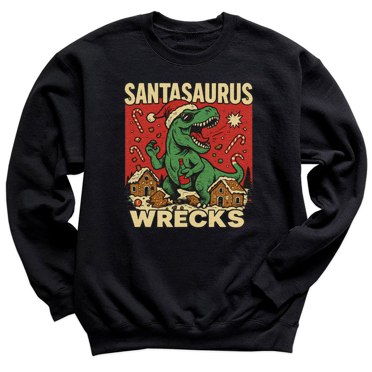 Santasaurus Wrecks - Christmas Jumper Sweatshirt - Adult & Kids - All Sizes