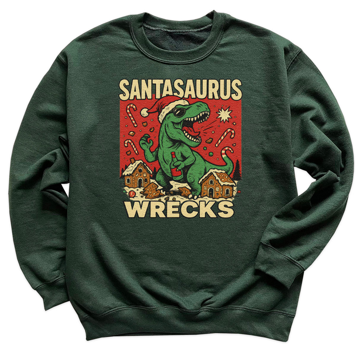Santasaurus Wrecks - Christmas Jumper Sweatshirt - Adult & Kids - All Sizes
