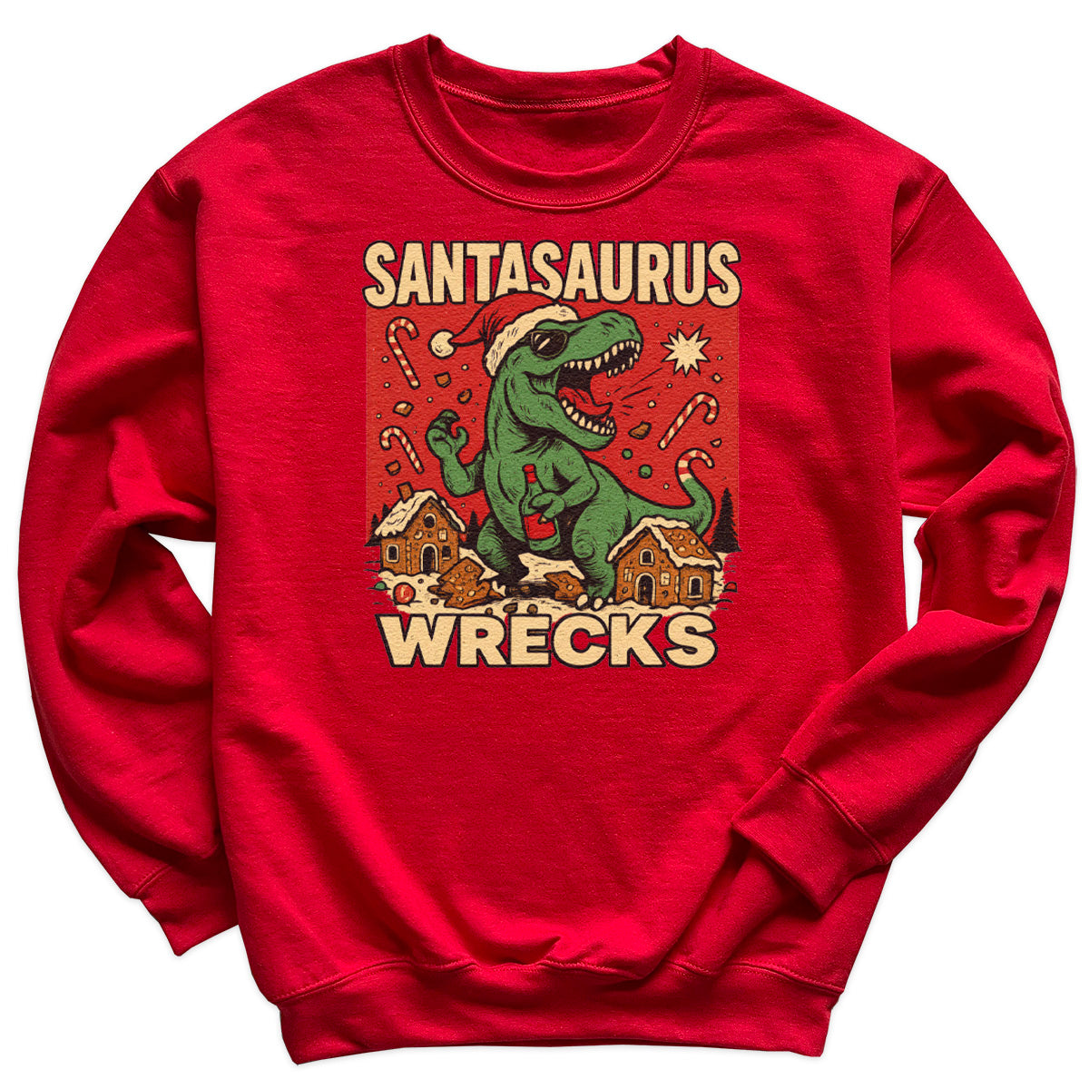 Santasaurus Wrecks - Christmas Jumper Sweatshirt - Adult & Kids - All Sizes