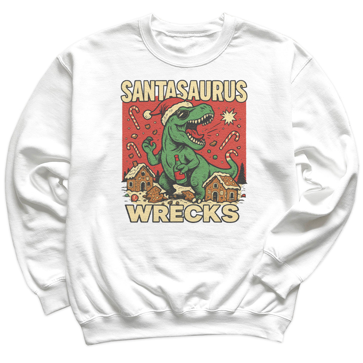 Santasaurus Wrecks - Christmas Jumper Sweatshirt - Adult & Kids - All Sizes