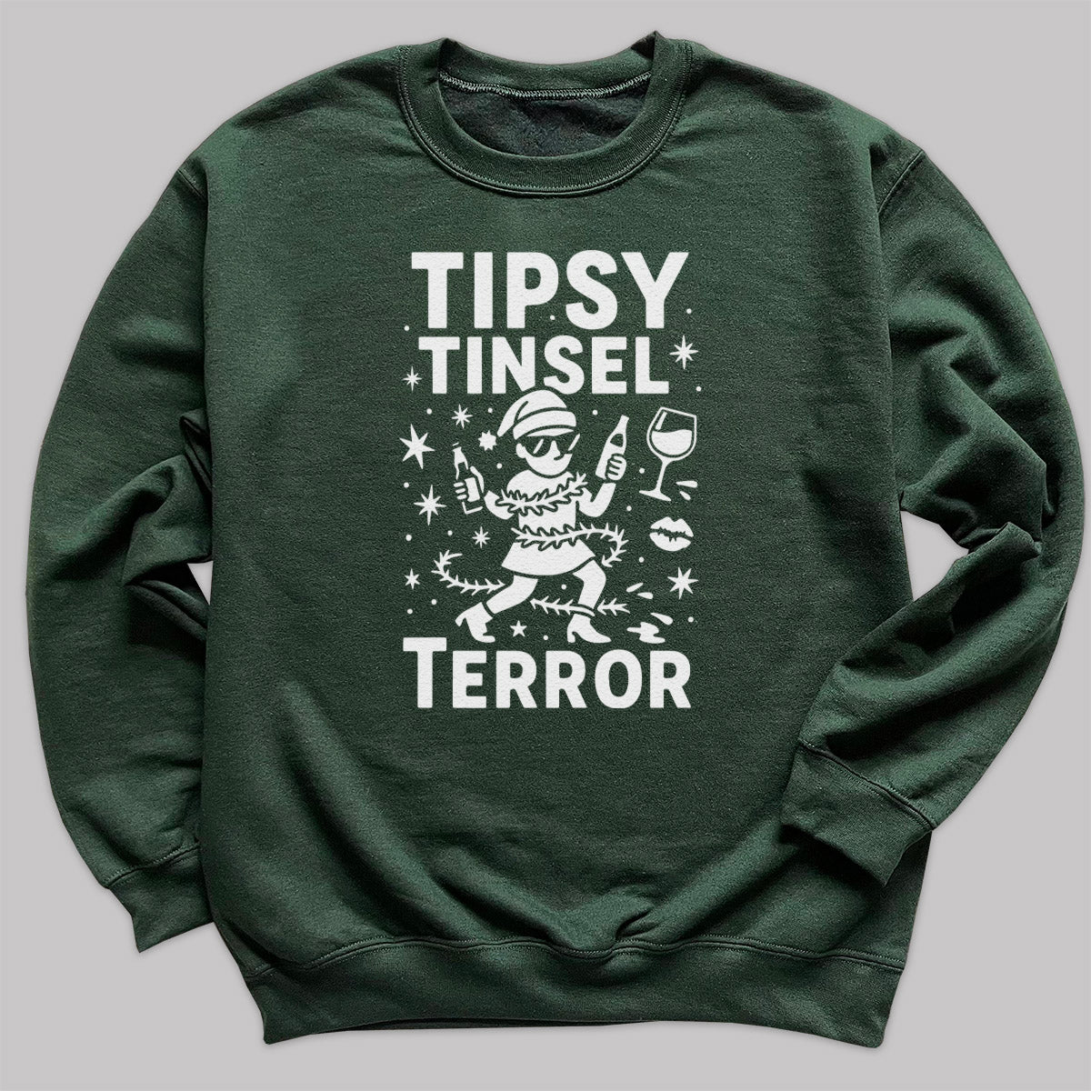 Tipsy Tinsel Terror - Christmas Jumper Sweatshirt - Adult & Kids - All Sizes