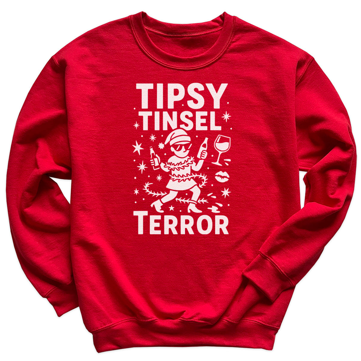 Tipsy Tinsel Terror - Christmas Jumper Sweatshirt - Adult & Kids - All Sizes