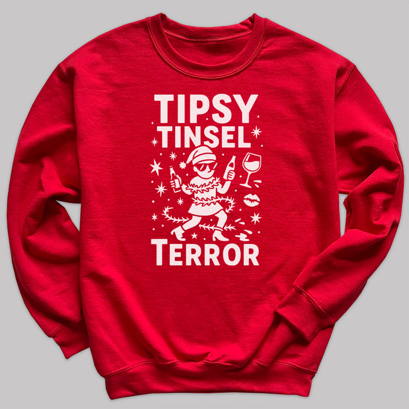 Tipsy Tinsel Terror - Christmas Jumper Sweatshirt - Adult & Kids - All Sizes
